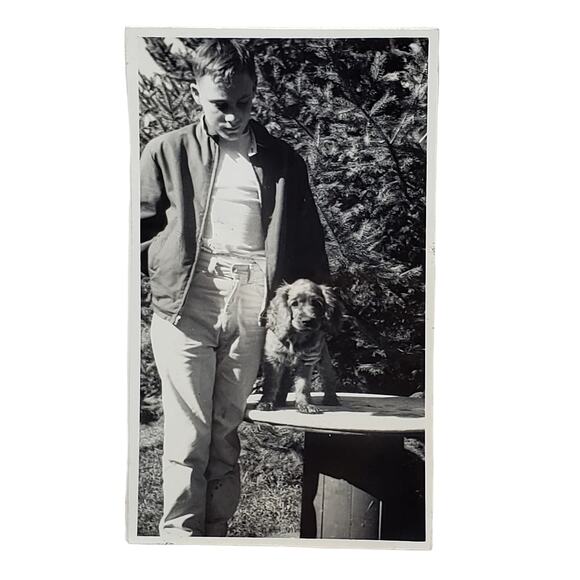 Vtg B&W Original Photo Found 1964 Siblings Hold Fluffy Puppy Snapshot Lot of 2 - Picture 3 of 6